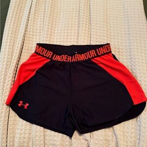 Under Armour Black and Red Athletic Shorts Performance Fit